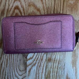 Coach Metallic Pink Zip Wallet